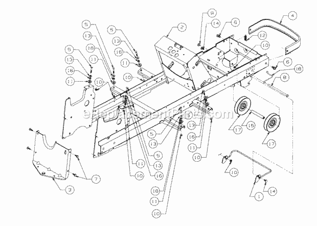 Frame And Drawbar Diagram and Parts List for 2176 13A-274G100 Cub Cadet Lawn Tractor